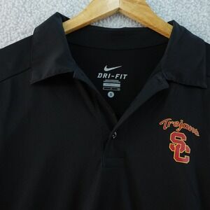 Nike Dri-FIT USC Trojans Polo Shirt Mens S Black Athletic Fit Performance Rugby